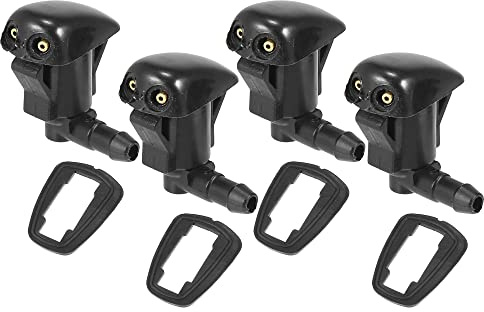 X AUTOHAUX 4 Stück Vordere Scheibenwaschdüsen Für Toyota Yaris XP10 99-05 | Schwarz, Kunststoff/Gummi, 23x15x28mm, OEM GK2C67510B, Für Toyota Tacoma Mk1 01-04, MR2 Mk2/3 89-07, Celica Mk6 93-99