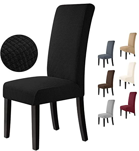 BalladHome Stuhlhussen 4 Stück Stuhlbezüge Stretch Stuhlbezug Elastische Spandex Stuhlhussen Universal Abnehmbare Waschbar für Hotel Party Bankett (Schwarz, 4 Stück)-M