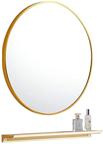 MKYOKO Specchio da Parete per Camera da Letto del Bagno, Specchio da Parete Tondo Dorato con mensola - Specchio Grande da 24/31 Pollici, Specchio Decorativo da Parete per Bagno, Ingresso,