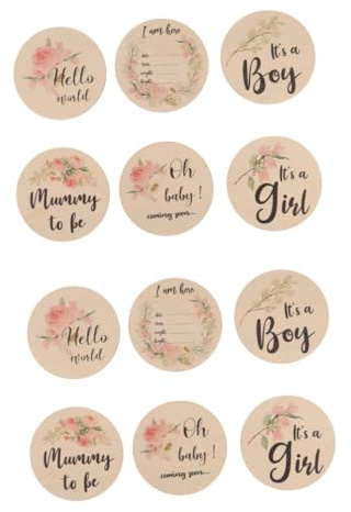 Abaodam 12stücke Teiliges Holzschilden Geburt Neugeborenen-ankündigungsschild Mit Blumenmuster Personalisierbar Für Babyfotos Langlebiges Material Einfach Zu Verwenden