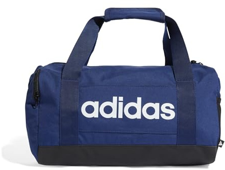 adidas Unisex Essentials Linear Duffel Bag Duffel Bag, Dark Blue/White, XS