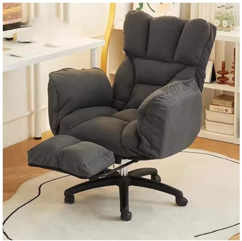 Gaming Chair Ergonomic Home Office Desk Lazy Sofa with Wheels, Accent Computer Study Backrest for Living Room, Bedroom (Color : Gray A with Footrest)