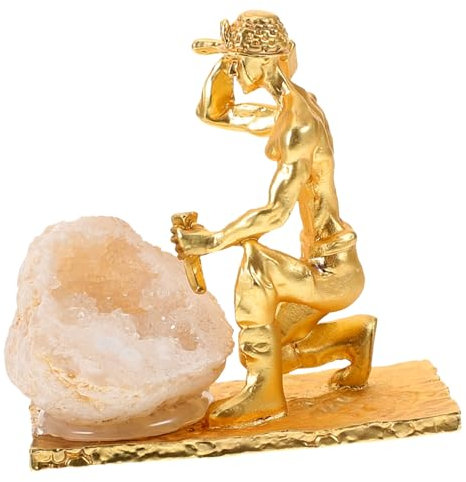 Cabilock Mineralstein Dekoration Handgefertigte Miner Statue Mit Buntem Mineralcluster Für Tisch Büro Und Zuhause Stilvolles Ornament Für Ruhige Atmosphäre Einzigartiges Design Und