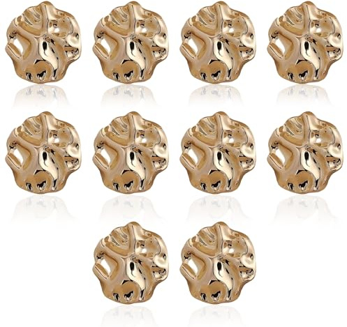 10 Pcs Gold Buttons, Fashion Golden Metal Button Irregular Shape, Vintage Sewing Buttons for Women Men, Replacement for Missing Button for Blazer Shirt Uniform Jacket Coat Sweater Crafts