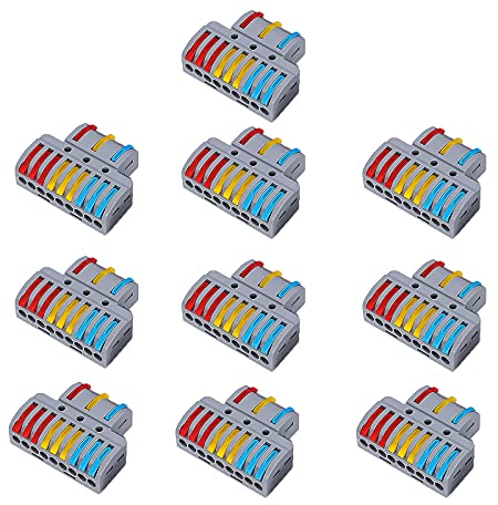 10 x Schnell-Kabelverbinder, Steckleiter, Klemmleiste, elektrisches Kabel, kompakter Verdrahtungsstecker, 3 in 9 Out