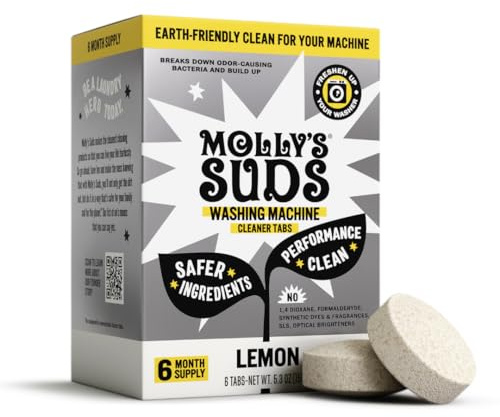 Molly's Suds Washing Machine Cleaner | Removes Odors & Grime from Front & Top Loader Machines, Including HE (Citrus - 6 Tablets)