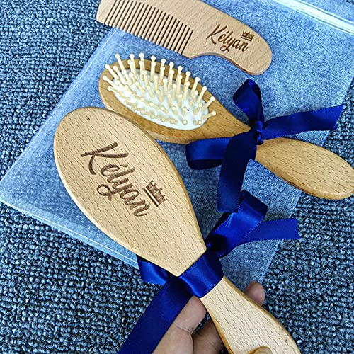 grr Babypflege Haarbürste, Holzborsten Kleinkind Kamm, Benutzerdefinierte Name Baby Badekamm Babypflege Haarbürste, Baby Bad Bürsten für Haare (Log Farbe, benutzerdefiniert)
