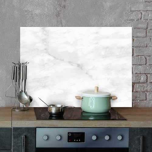 CREARREDA Spritzschutz für Küche aus Aluminium, made in Italy, Schutz für Herd und Wand, waschbar und einfach zu montieren, Spritzschutz aus Metall, 48 x 72 cm