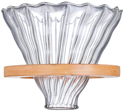 DOITOOL Embudo Para Café De Vidrio De Borosilicato Grande Filtro Reutilizable y Soporte De Madera, Sin Necesidad De Filtros De Papel, Apto Para Uso Casa, Viaje o Camping
