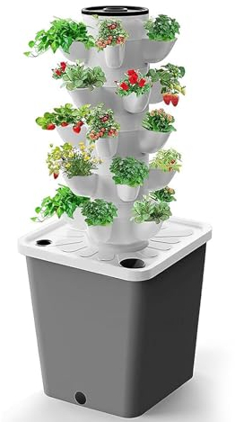 CHEMYO Hydroponic Growing System - Tower Garden, Pods Indoor Herb Garden Set with Timer, Hydration Pump and Mesh Pots - Grow Herbs, Fruits and Vegetables - Easy Setup