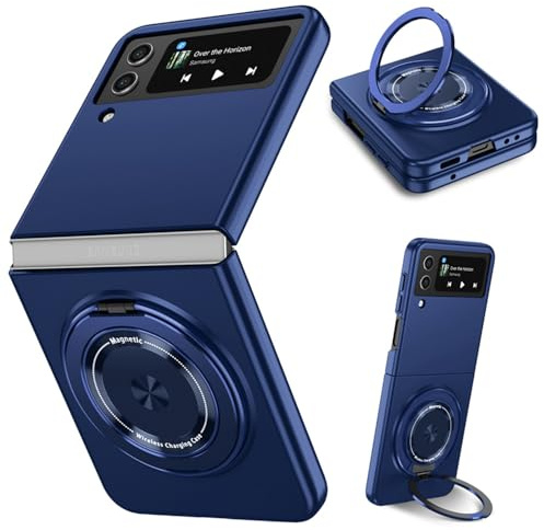 ZHOZEXIN Kompatibel mit Samsung Galaxy Z Flip 4 Hülle, magnetischer Scharnierschutz Stoßfester Matter PC mit Rutschfester Griffschutzhülle für Samsung Galaxy Z Flip 4 5G (Blau)