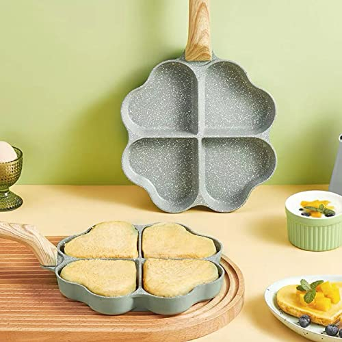 MYVVKIA Heart Pancake Pan,Egg Pan, Egg Frying Pan,Skillet Pans for Cooking,Egg Frying Pan Heart Shaped 4 Cup Uniform Heating Pancake Pan with Handle for Kitchen