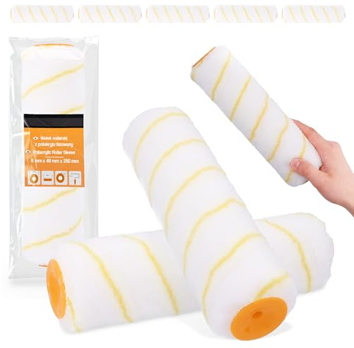 5x Farbroller 25 cm Ersatzwalze Ersatzrolle Malerrolle Malerwalze Farbwalze Farbe Latex Streichen Malen Kleinflächen Fasseadenroller Wandfarbe Anti-Spritz-Roller Malerbedarf