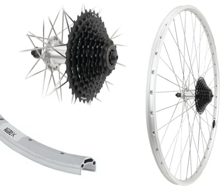 AGGRO-X 28 Zoll Alu Hinterrad 19-622 Laufrad Hohlkammer V-Profil Felgenbremse mit 9 Fach Zahnkranz HG200 27 Gang