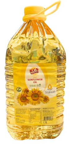 KCS Sunflower Oil, 5L | Heart-Healthy Cooking Oil | Source of Vitamin E for Cooking & Frying | Cold-Pressed, Light & Neutral Taste | High Smoke Point