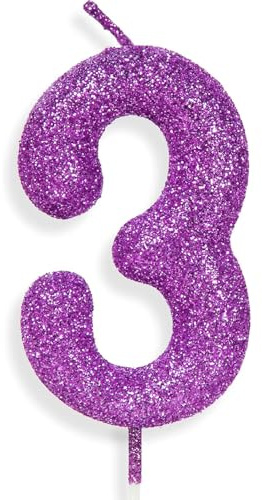 Zolunu lila rosa Geburtstag Kerze Nummer 3, Glitter Geburtstag Kerze Kuchen Toppers für Mädchen Frauen lila rosa Themed Party Dekorationen liefert Geburtstagsgeschenke
