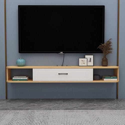 ZHENCHAO Mobile Porta TV sospeso Mobile Porta TV a Parete Mensola a Muro Mensola sospesa Decoder Router Mobile portaoggetti multimediale Mobile Porta TV Console TV Mobiletto pensile Libreri