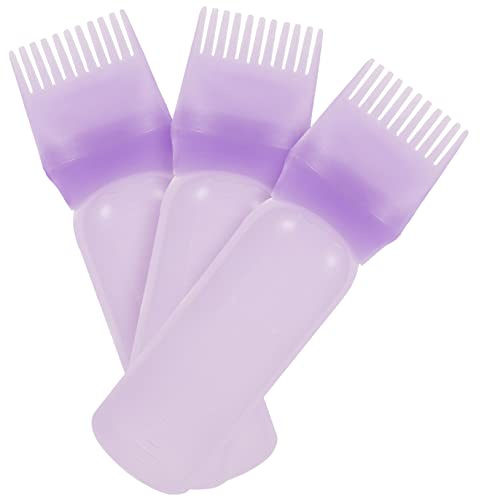 SMASOLO Lot De 3 Flacons Applicateurs Peigne à Racines Violet, Petit Format, Bouteille Applicateur Huile Capillaire, Pour Coloration Et Soin Cheveux, Usage Professionnel Et Domestique
