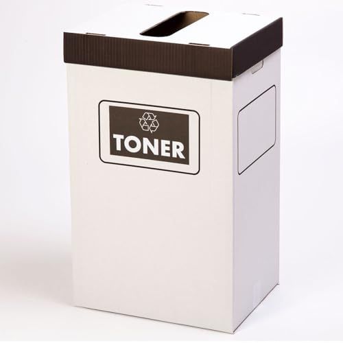 TELECAJAS Contenedor Reciclaje Tóner con Tapa, Pack 5 Cajas de Cartón 41,5x32,5x69,5 cm para Cartuchos Usados de Impresora Láser y Tinta, Ideal Oficinas y Puntos de Recogida