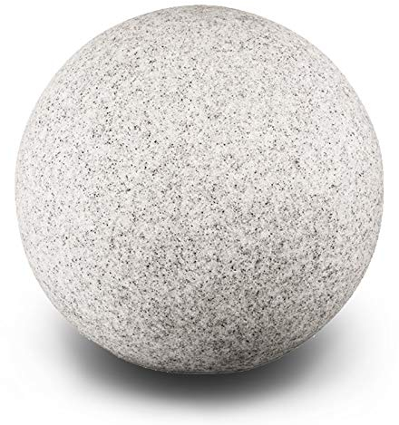 trendlights24 Stone IP65 Kugelleuchte für Garten - 20 cm Kugel Außenleuchte Naturstein Optik - E27 230V - winterfest - Erdspieße - mit LED 9W