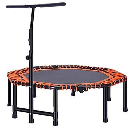 Rebounder trampolin för vuxna bungee, 48 cm fitness trampolin hopfällbar trampolin | tyst och säker studs | halkfri mini trampolin inomhus trampolin | justerbar räcke