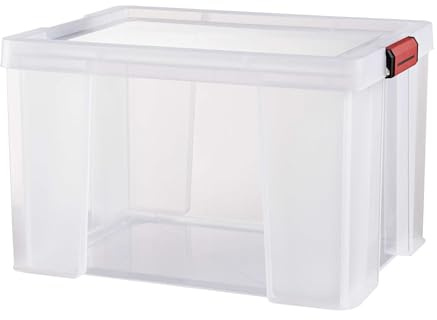 Sundis contenitore con coperchio CLIP 'N STORE, 75L, Trasparente con coperchio a scatto, impilabile, idoneo al contatto alimentare