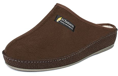 SCHAWOS Filttoffel för män 6030 med ny ull och filtskål, Brun 5 W, 45 EU