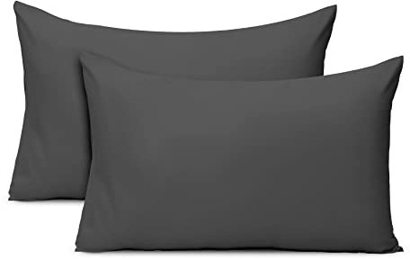AMEHA 100% Brushed Microfiber Charcoal Pillow Cases 2 Pack (Pillows Not Included), Super Soft Standard Pillow Cases | Hotel Quality Pillow Covers, 50x75 cm,