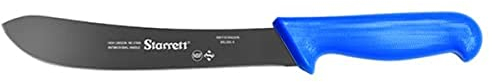 Starrett Professional Stainless Steel Chefs Steak Knives Narrow Curved Profile - 8-inch (200mm) - Blue Handle