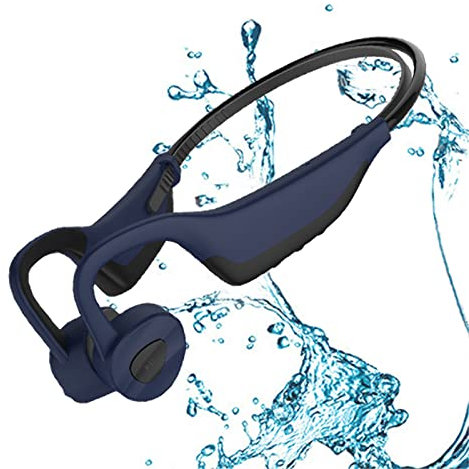 MP3 and Bluetooth 2 in 1 Bone Conduction Swimming Headphone, 8 Hours Playing with 16GB Memory IPX8 & 3 Meters Underwater Waterproof Earphones for Sports Workouts Running Driving Working Gaming Blue