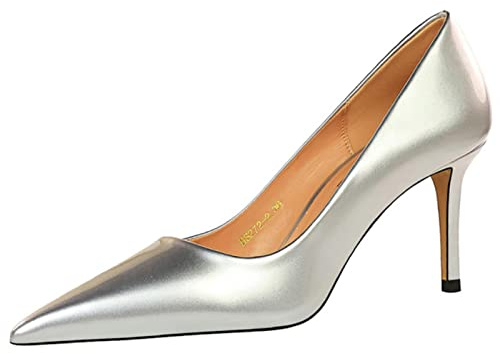 Escarpins en cuir verni pour femme - Talons hauts aiguilles - Chaussures de fête pour femme - Escarpins de mode - Chaussures en cuir verni - Femme, 38