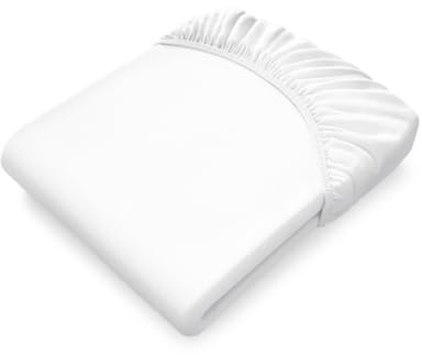 bett1 BODYGUARD Jersey-Spannbettlaken 180-200x200 cm (Weiß, robust, waschbar bei 60 °C, Rundum-Gummizug, Oeko-Tex 100)