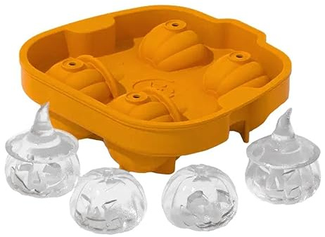 Moule en silicone citrouilles d'Halloween pour glaçons et pâtisserie – 4 figurines – Halloween, carnaval et fête à thème