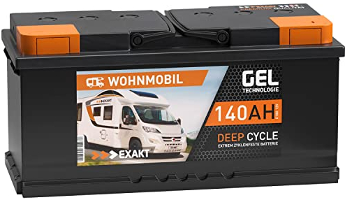 EXAKT Gel Batterie 12V 140Ah Wohnmobil Batterie Solarbatterie Versorgung Gelbatterie Gel Akku ersetzt 120Ah 130Ah
