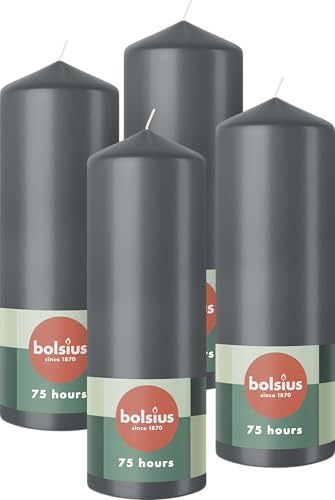 Bolsius Pillar Candles - Anthracite - 4-Pack - 20 x 7 cm