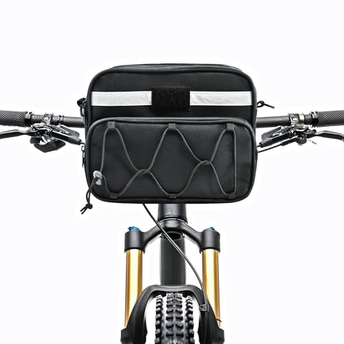 AUMTISC Wasserdicht Fahrradtasche Lenker 7L mit Schultergurt,Fahrrad Lenkertasche Bicycle Handlebar Bag für Mountainbike eBike Motorrad MTB(Schwarz)