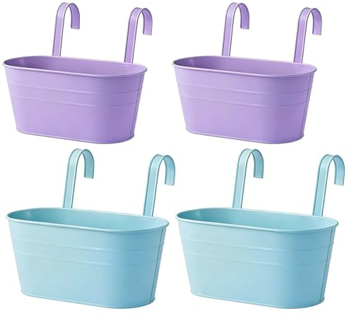 QIODAZOO 4 Stück Blumentopf Metall, Blumentopf Hängend Balkon Innen Outdoor Garten Dekor