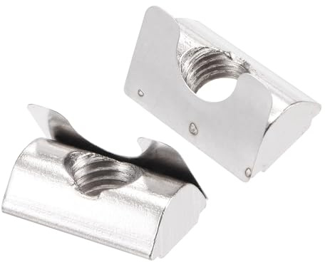 TA-VIGOR M8 Roll-in Spring T Nuts with Spring Sheet, Nickel Plated Carbon Steel T Slot Nuts for 3030/4040 Aluminium Extrusion Profile Rail 8mm Slot, 25Pcs