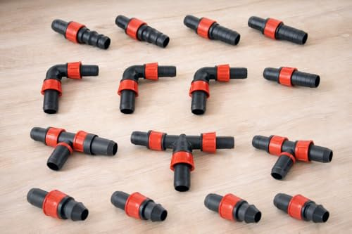 Kit Professionale 100 Raccordi per Ala Gocciolante Leggera 16mm – 30 Manicotti giunzione - 20 Curve - 20 Tee - 10 Adattatori Tubo Rigido - 10 Derivazioni – Polietilene Resistente – Made in Italy