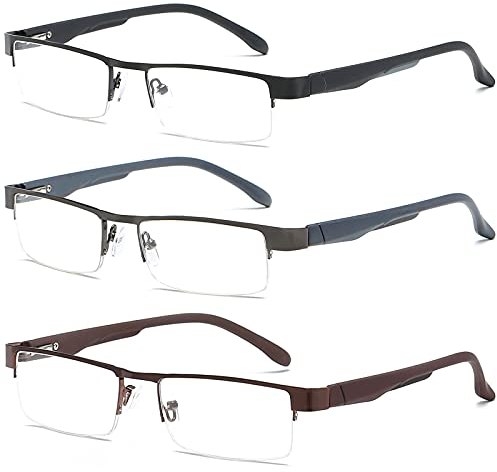 VEVESMUNDO Herren Lesebrillen Metall Schmal Halbrand Damen Lesehilfe Sehhilfen Brille +1.0,+1.5,+2.0,+2.5+,3.0,+3.5,+4.0