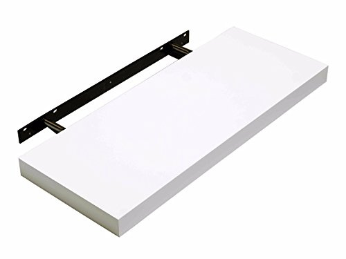 Optimal Products HUDSON HIGH GLOSS FLOATING SHELVES SHELF SHELVES DISPLAY UNIT WALL MOUNTED STORAGE (WHITE HIGH GLOSS, 900 X 235 X 38 MM)