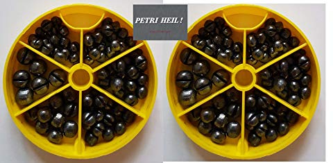 Set: 2 Dosen Bleischrot Sortimentsdose á 120gr (1,0gr, 1,25gr, 1,8gr und 2,9gr)+ gratis Petri Heil! Aufkleber