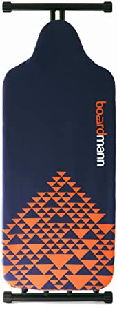 Boardmann Large Ironing Board 137 x 51cm Extra Wide, Folding Adjustable Legs, Heat Resistant Cotton Cover Blue/Black/Orange