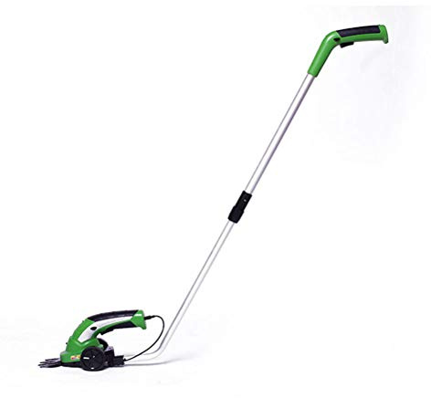 Gradas eléctrico pequeño, de 7,2 V 2 en 1 podadora de césped de Corte y arbustos Cortasetos - Inalámbrico, Ligero, asa Extensible telescópica y Rueda