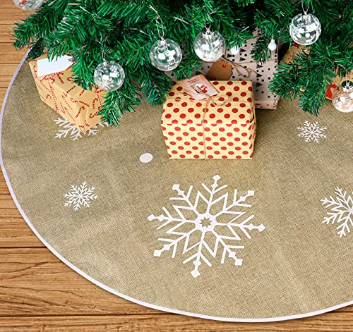 Weihnachtsbaum Decke Rock, Leinen Weihnachtsbaum Rock Schneeflocke Weihnachtsbaumdecke Rund Christbaumständer Weihnachtsbaum Dekor Tannenbaum Decke(Khaki, 120cm/ 47zoll)
