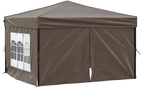 vidaXL Tente de Réception Pliable avec Parois Belvédère de Camping Pavillon d'Extérieur Tonnelle de Jardin Chapiteau Patio Taupe 3x3 m