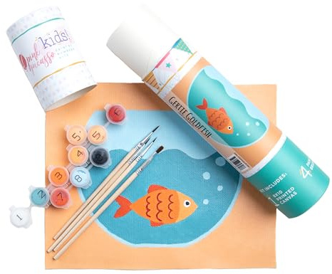 Pink Picasso Kits Paint by Number for Kids Ages 5-12 | DIY 8x10 Beginners Kids Paint Set Color by Numbers Canvas Painting Kits | As Seen On Shark Tank & Oprah's Favorite Thing (Gertie Goldfish)