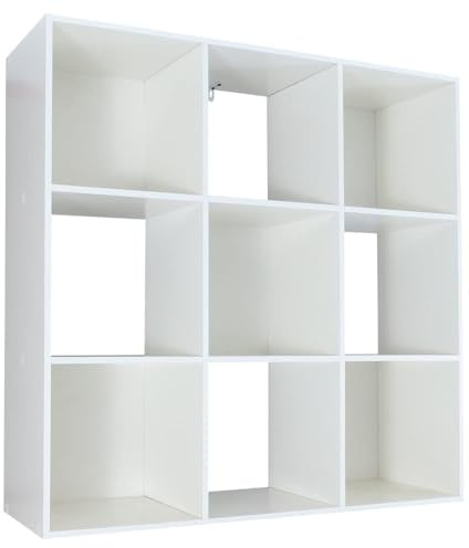 Amazon Basics Storage Cube Shelf Organizer, 9 Cubes, White, 11.7 D x 35.9 W x 35.9 H