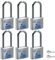 BASI | 6er Set Vorhangschloss | 30 mm | gleichsperrend | hoher Bügel | massives Aluminium-Gehäuse | gehärteter Stahlbügel | sicheres Vorhängeschloss gleichschließend | Bügelstärke 5 mm | 6 Stück