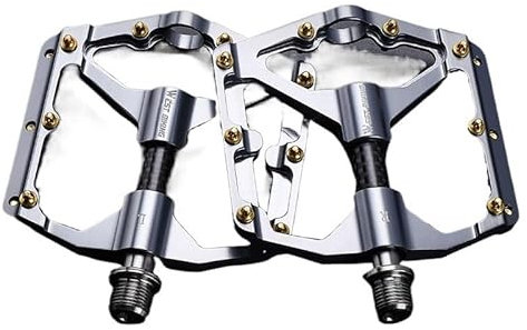 QAINKUN Pedale Fahrrad Carbon Fiber Pedal Rennrad Pedal Lager Aluminium Legierung Anti-Skid Mountainbike Pedal Fahrrad Zubehör Fahrradpedale(3 Bearing Titanium)